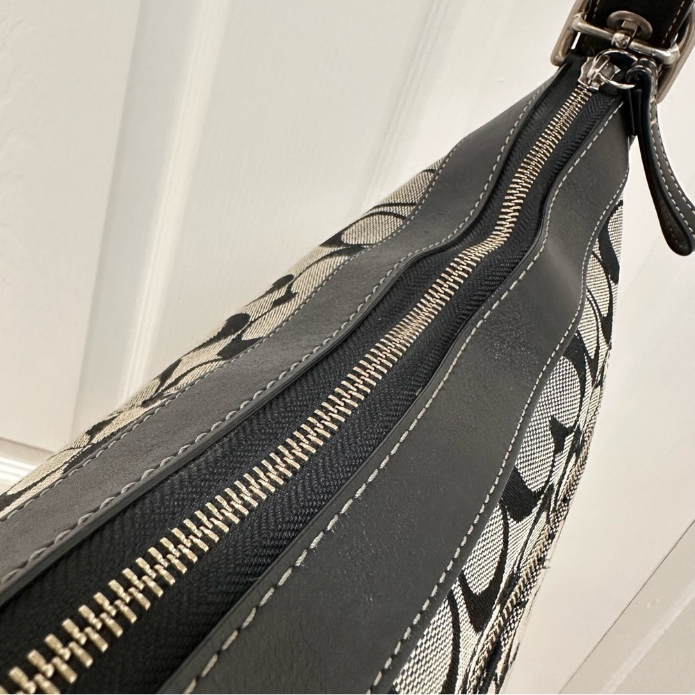 Coach Soho Signature Jacquard Black Leather Trim‎ Large Hobo Vintage Y2K - Picture 9 of 14